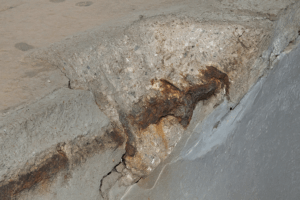 Case of concrete spalling caused after the steel starts rusting.